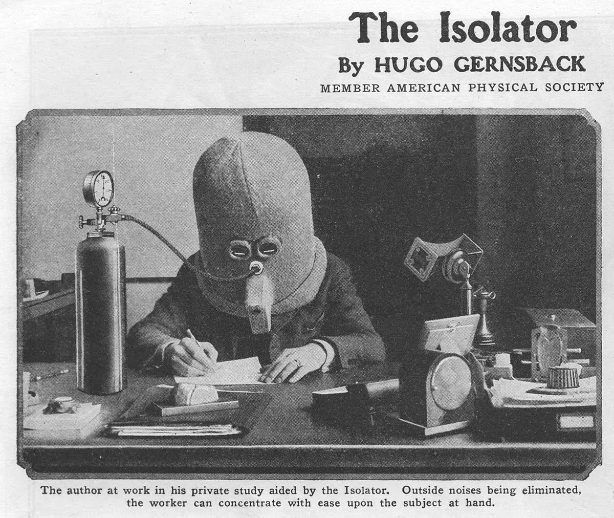 Hugo Gernsback: The Isolator, da Science and Invention, Luglio 1925 - fair use